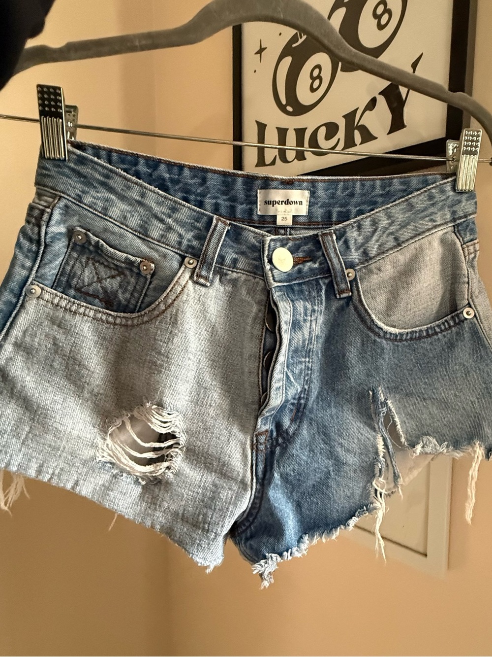 Superdown Lydia Two-Tone Denim Shorts Size 25 Festival Beach Summer Revolve